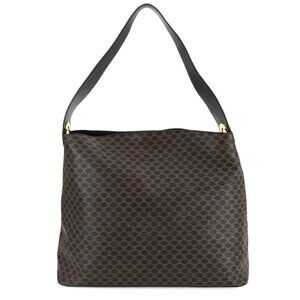 CELINE Macadam Shoulder Bag PVC Leather Black Brown Vintage Purse 90284060